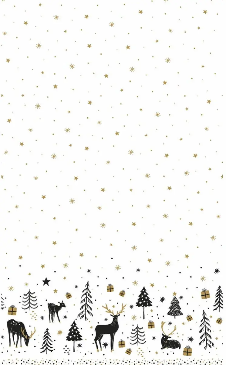 Duni Kerst Tafellaken Papier Rendieren 138x220cm - Wit