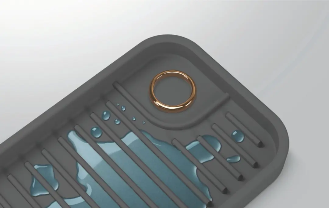Metaltex TidyMat Afdruipmat Siliconen 23x9cm - Grijs