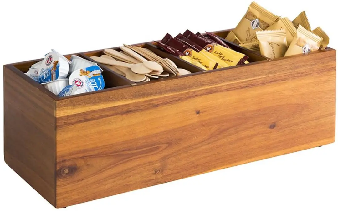 APS Woody Houten Opbergbox - 4 Vakken - 36x14x12,5cm