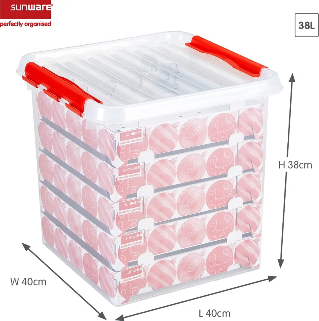 Sunware Q-line Kerstballen Opbergbox 38L - 40x40x40cm - Rood