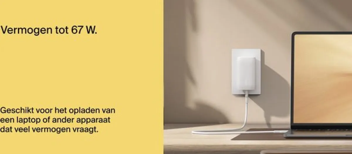 Belkin WCC002vf2MWH USB-C Oplader 65W - 3 Poorten - Wit