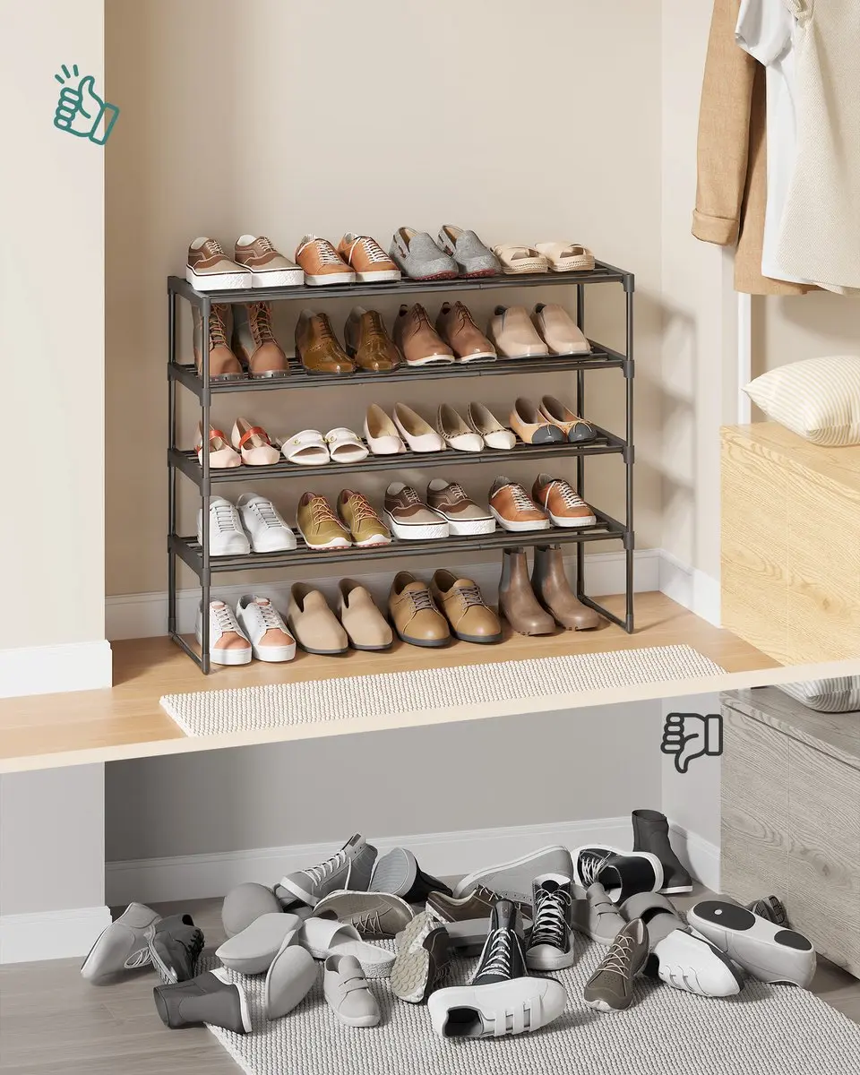 Songmics Schoenenrek 4 Lagen - 20 Paar - Zwart - afbeelding 6 van 6