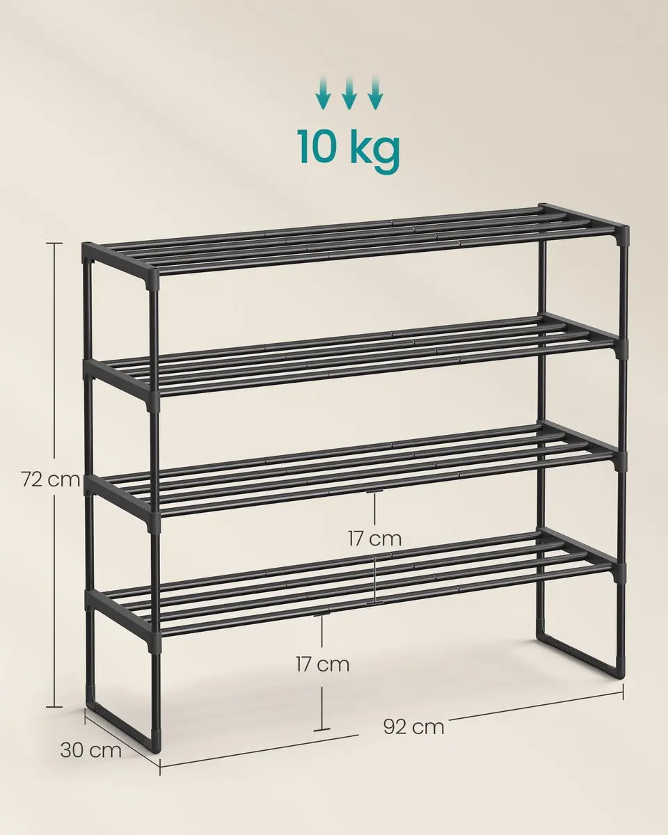 Songmics Schoenenrek 4 Lagen - 20 Paar - Zwart - afbeelding 2 van 6