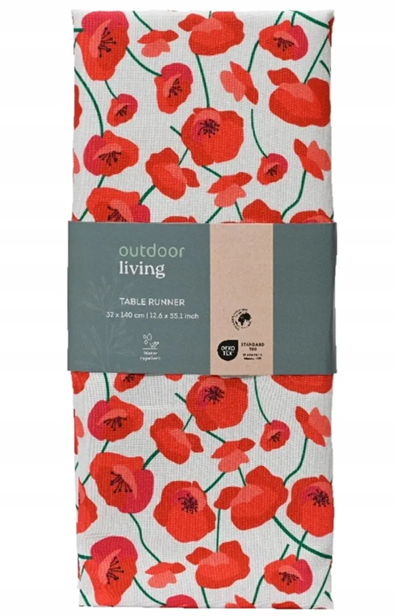 Kaemingk Maki Serie Tafelloper 32x140cm - Rood/Wit - Weerbestendig