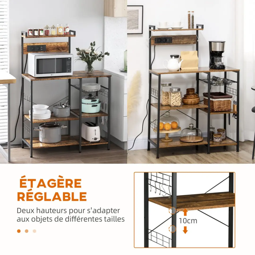 Homcom Keukenopbergplank 90x42x130cm - Bruin