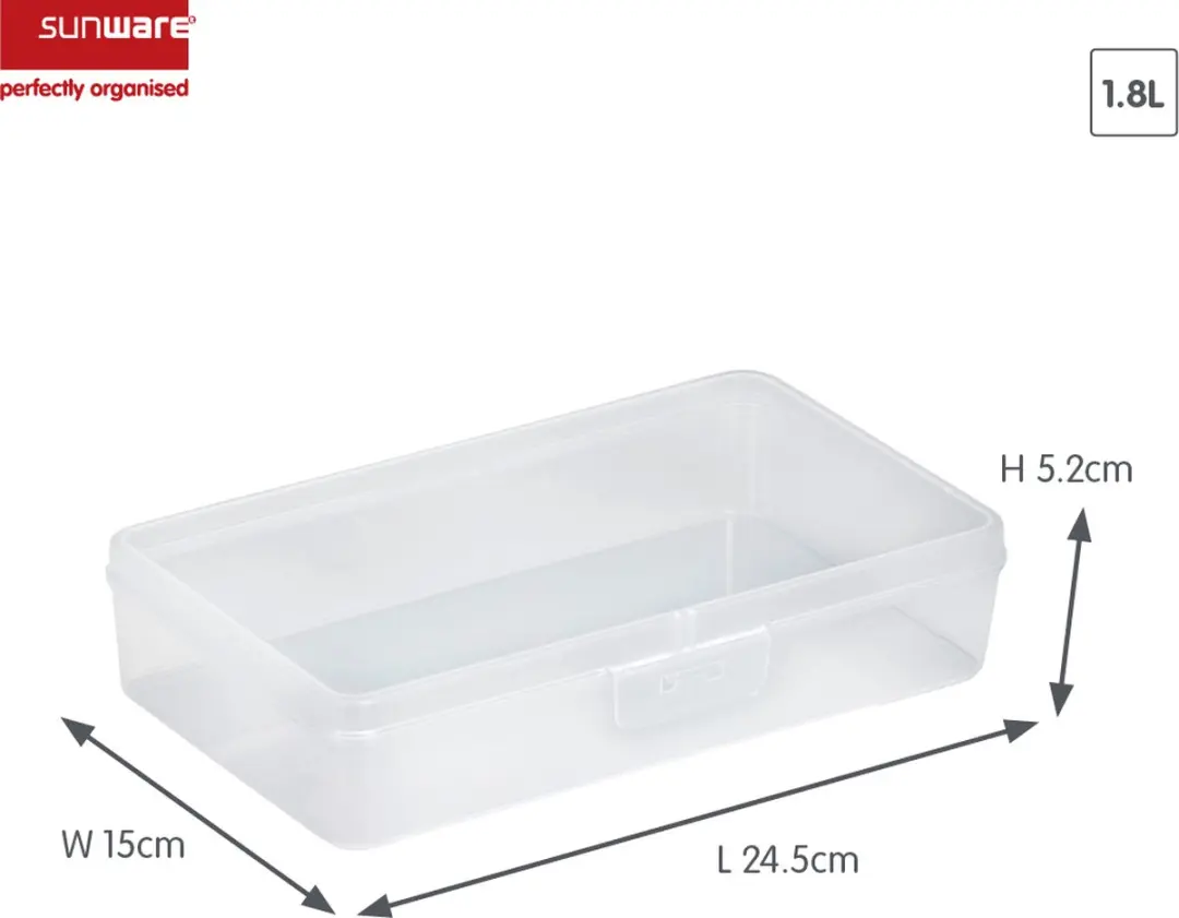 Sunware Q-line Opbergdoos 1,8L - 24,5x15x5,2cm Transparant