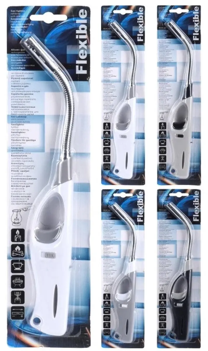 Excellent Houseware Navulbare Aansteker - 2 Stuks - 27cm - Betongrijs