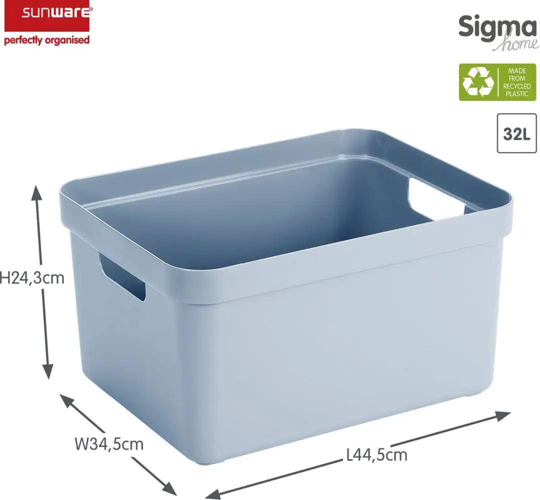 Sunware Sigma Home Opbergbox 32L - Set van 2 - Blauw/Transparant