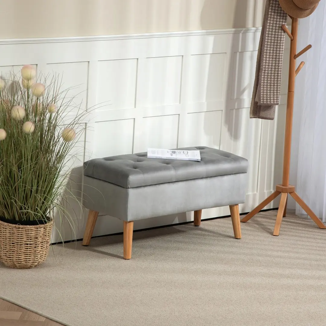 Homcom Sitzbank - 80x35x42cm - Grijs