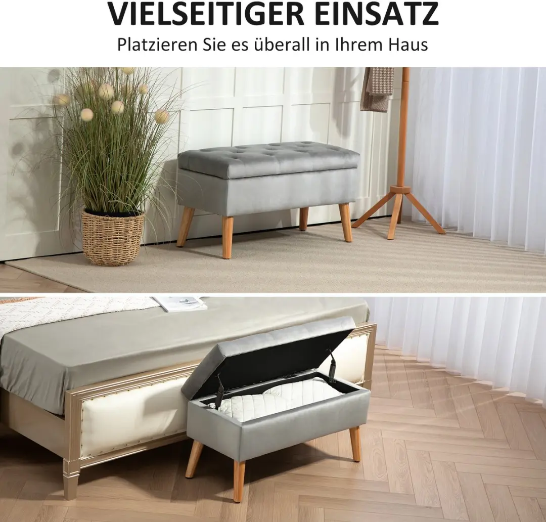 Homcom Sitzbank - 80x35x42cm - Grijs