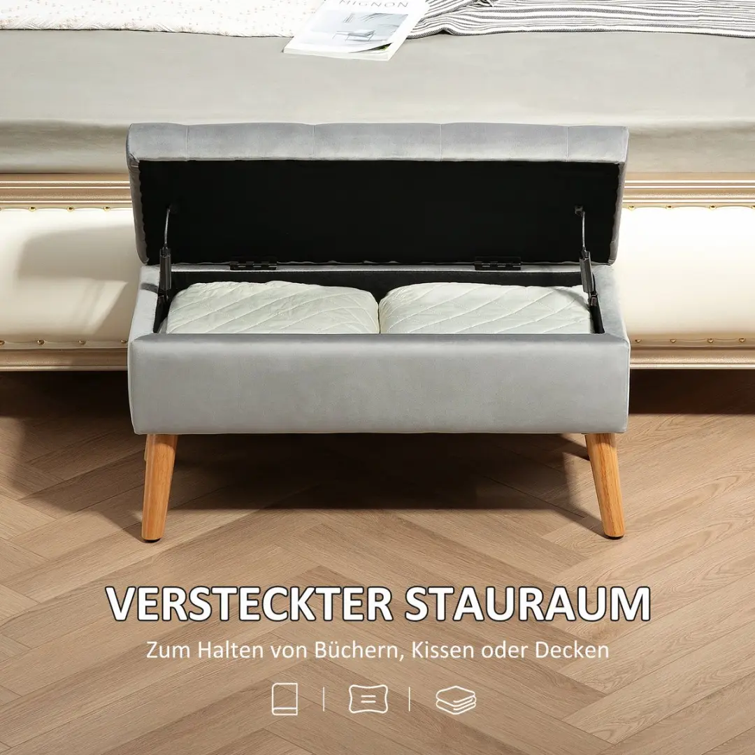 Homcom Sitzbank - 80x35x42cm - Grijs