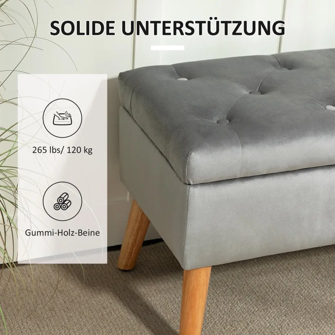 Homcom Sitzbank - 80x35x42cm - Grijs - afbeelding 6 van 6
