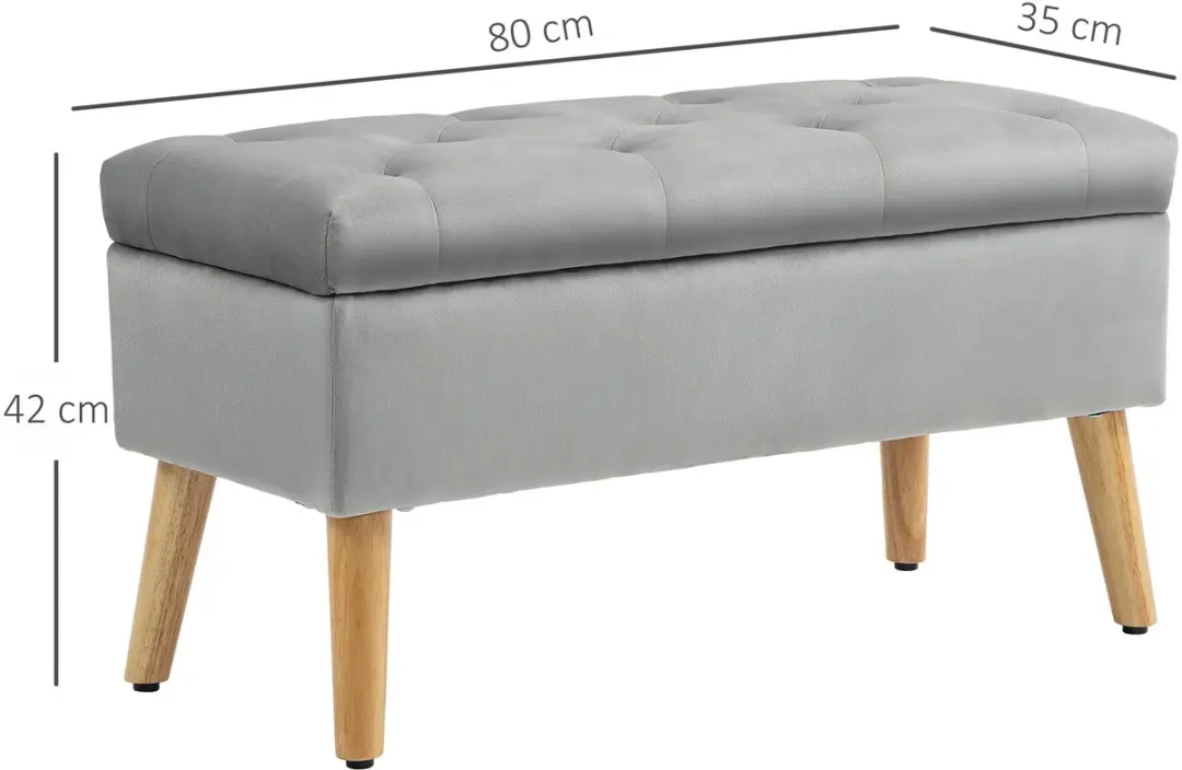 Homcom Sitzbank - 80x35x42cm - Grijs