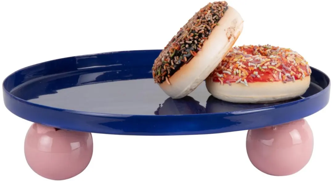 Present Time Double Funky Round Dienblad - Blauw 25cm