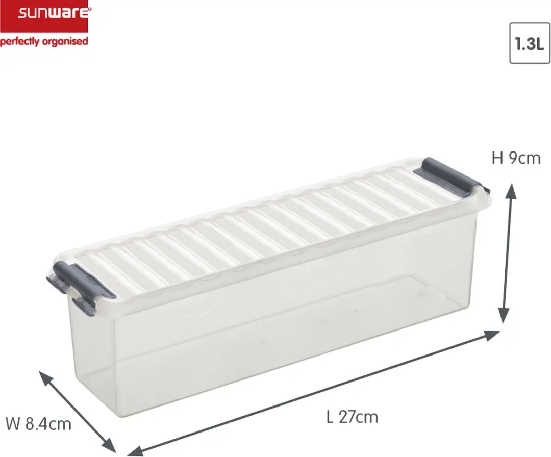 Sunware Q-line Opbergbox 1,3L - 27x8,4x9cm Grijs