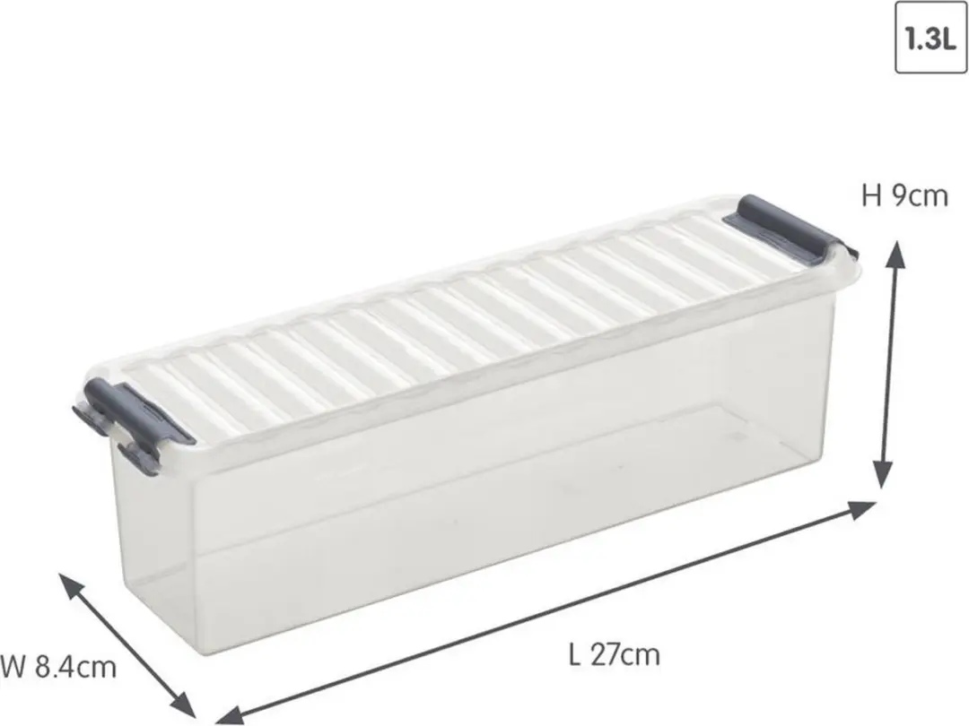 Sunware Q-line Opbergbox 1,3L - 27x8,4x9cm Grijs