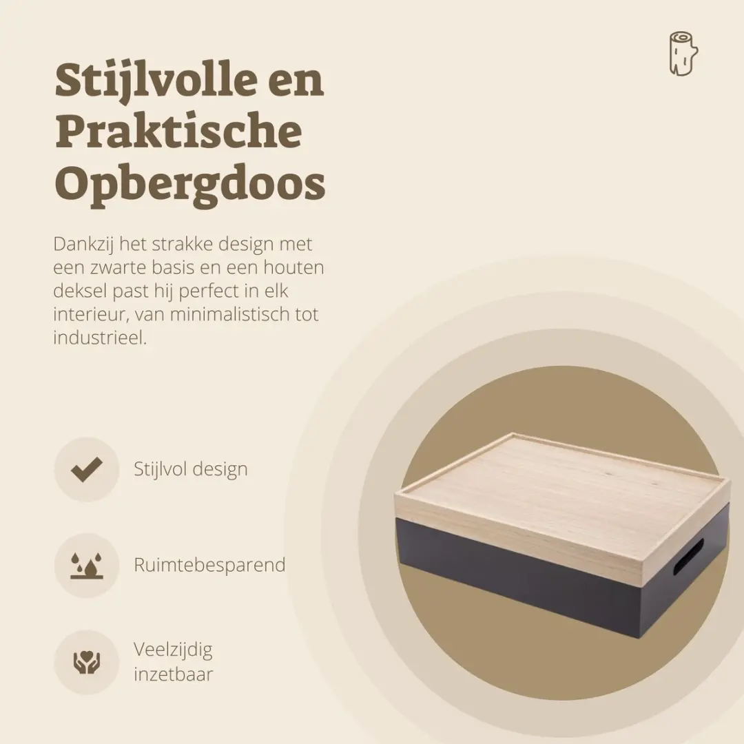 Gusta Opbergbox met Dienblad 42x32x12cm - Goud