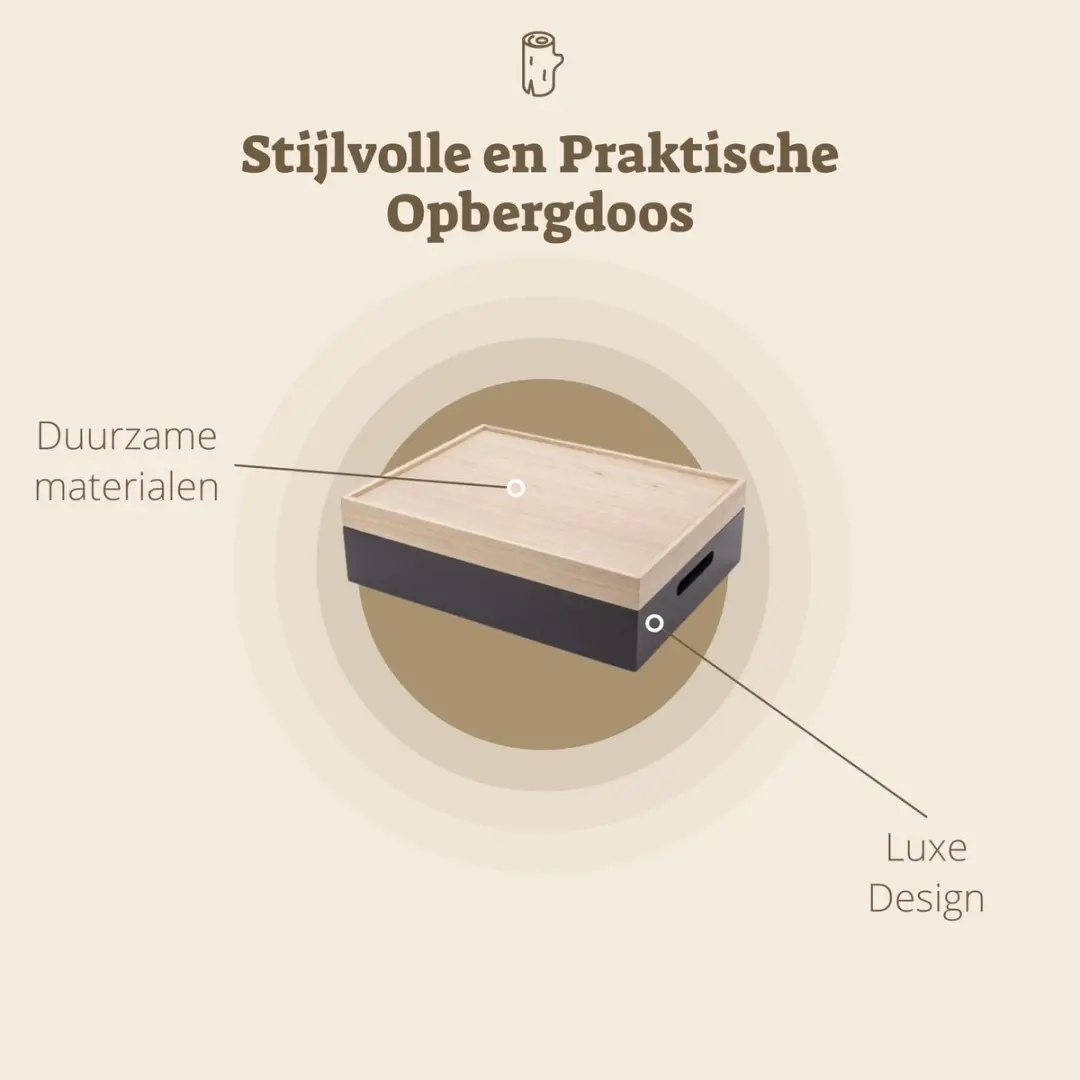 Gusta Opbergbox met Dienblad 42x32x12cm - Goud