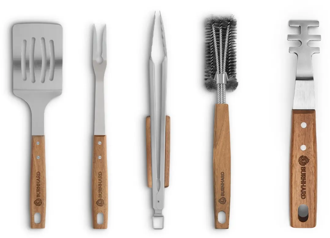 Burnhard Grillbesteckset 5-delig - 42cm - Akazie/roestvrij staal