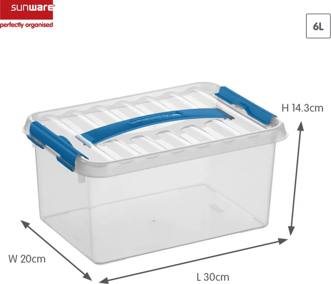 Sunware Q-line Opbergbox 6L - 30x20x14,3cm - Transparant Blauw
