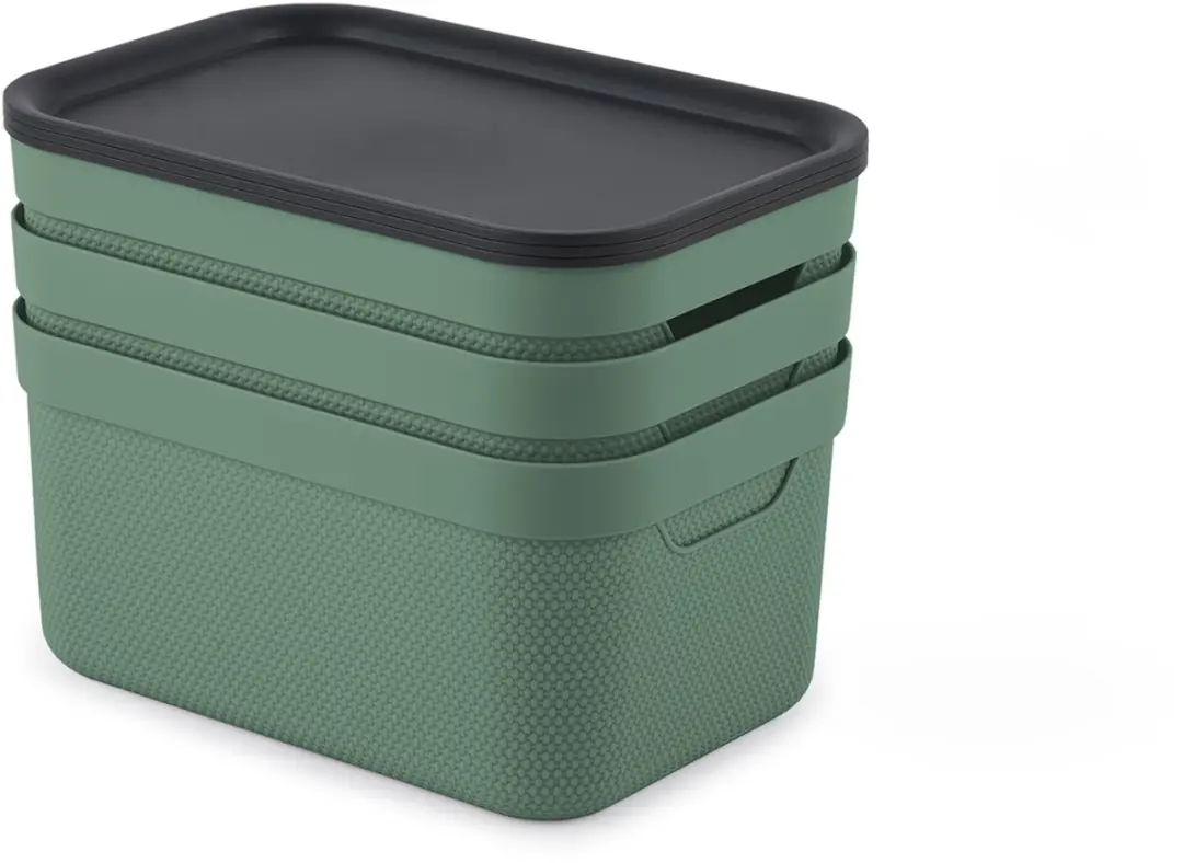 Rotho Jive Opbergboxen Set 3x5L - Groen/antraciet