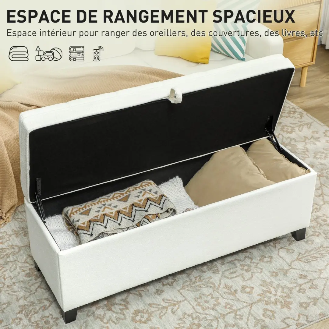 Homcom Opbergpoef - 120x40x48cm Wit