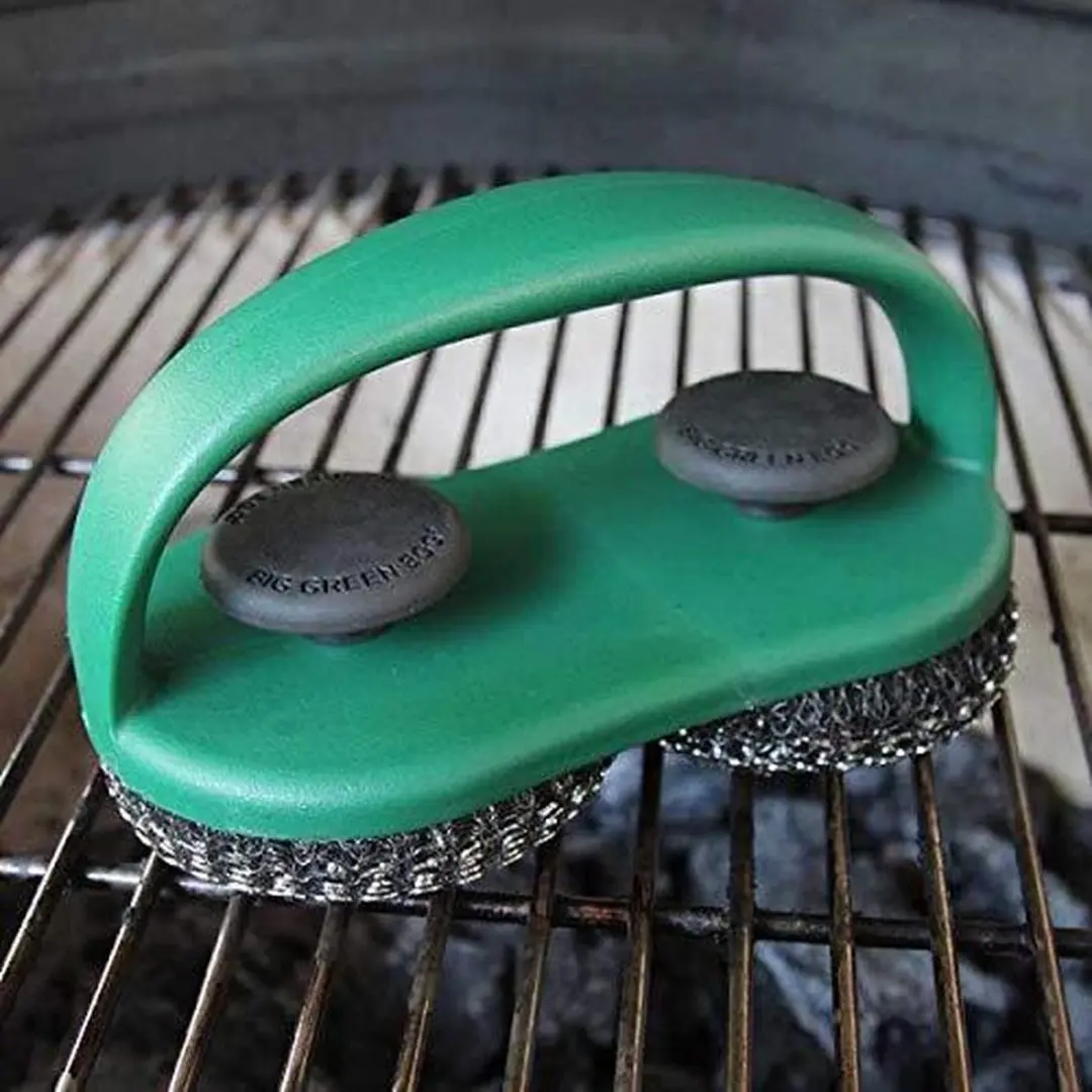 Big Green Egg Dual Brush Grid Scrubber - Groen/Zilver/Zwart