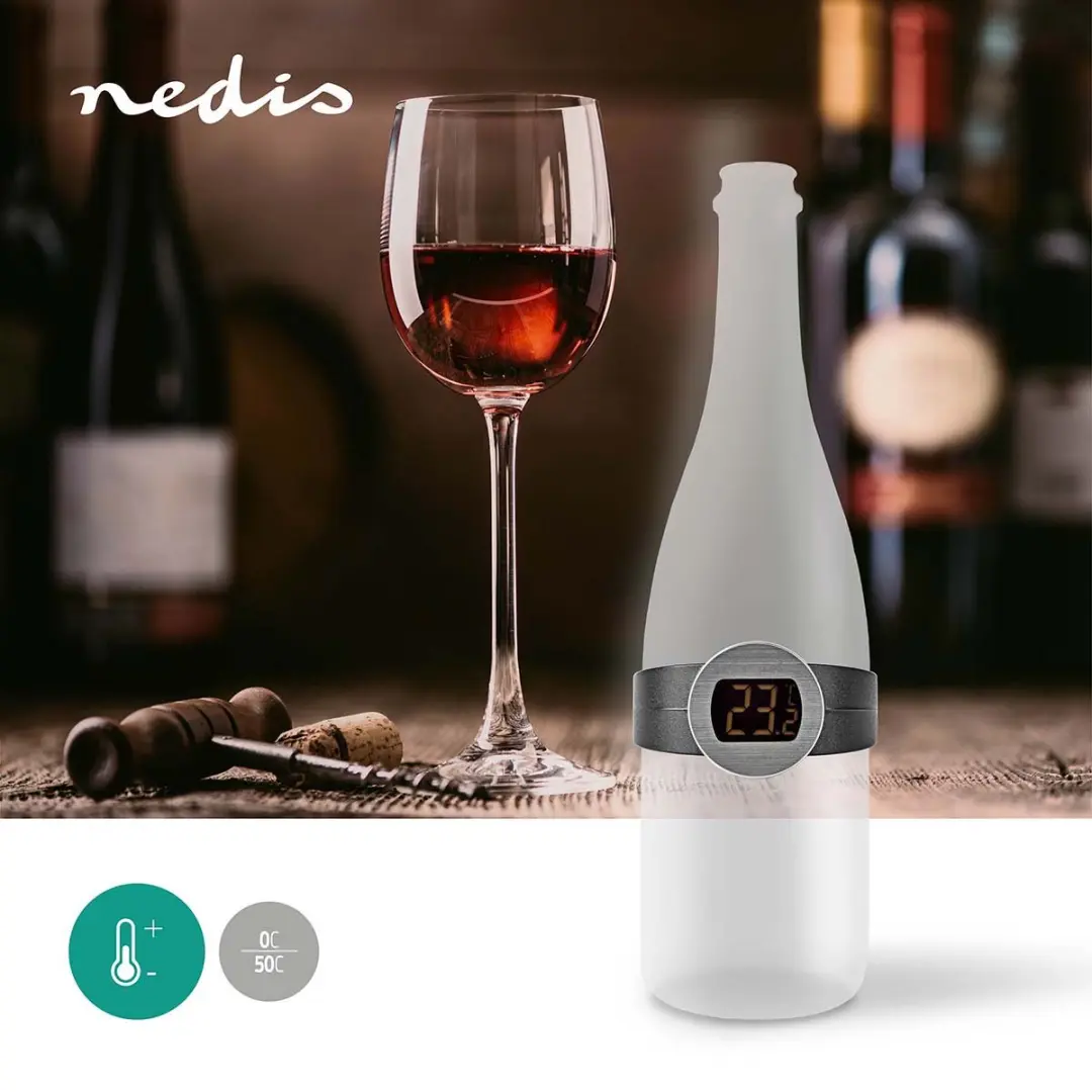 Nedis Wijnthermometer LCD 0-50°C - Zwart