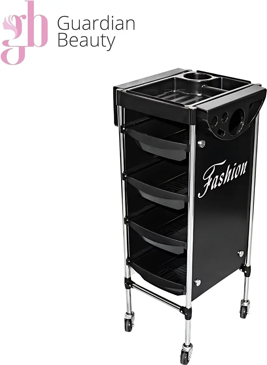 Guardian Beauty Salon Trolley 4 Wielen - Zwart - afbeelding 2 van 6