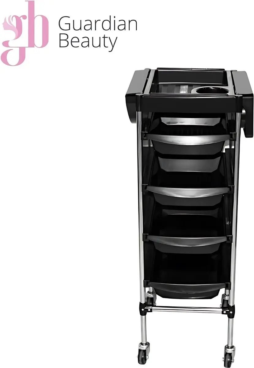 Guardian Beauty Salon Trolley 4 Wielen - Zwart - afbeelding 4 van 6