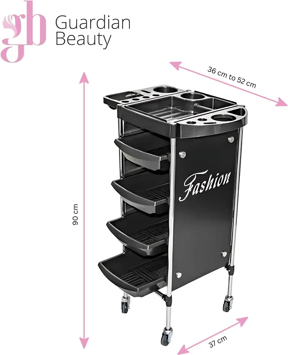 Guardian Beauty Salon Trolley 4 Wielen - Zwart - afbeelding 6 van 6