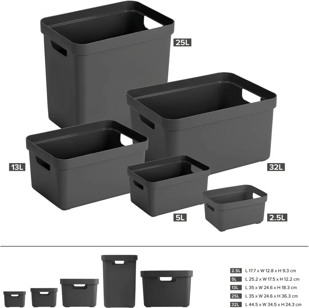 Sunware Sigma Home Opbergbox 5L - 6 Stuks - Antraciet - afbeelding 3 van 6