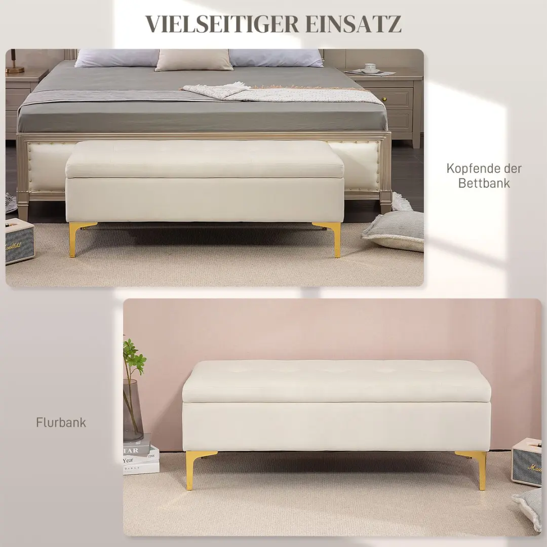 Homcom Opbergbank Beige 120x44x44,5cm - afbeelding 5 van 6