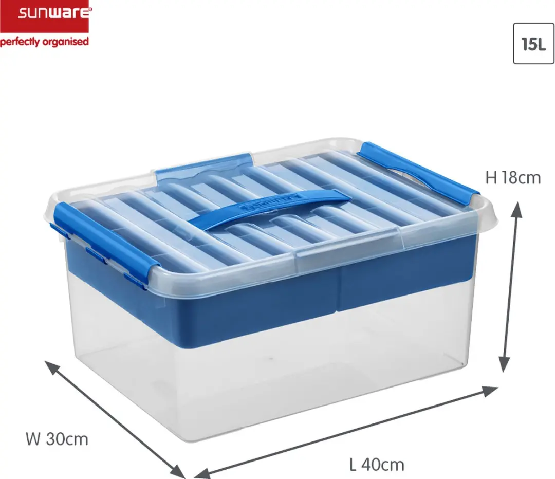 Sunware Q-line Opbergbox 15L - 40x30x18cm - Blauw