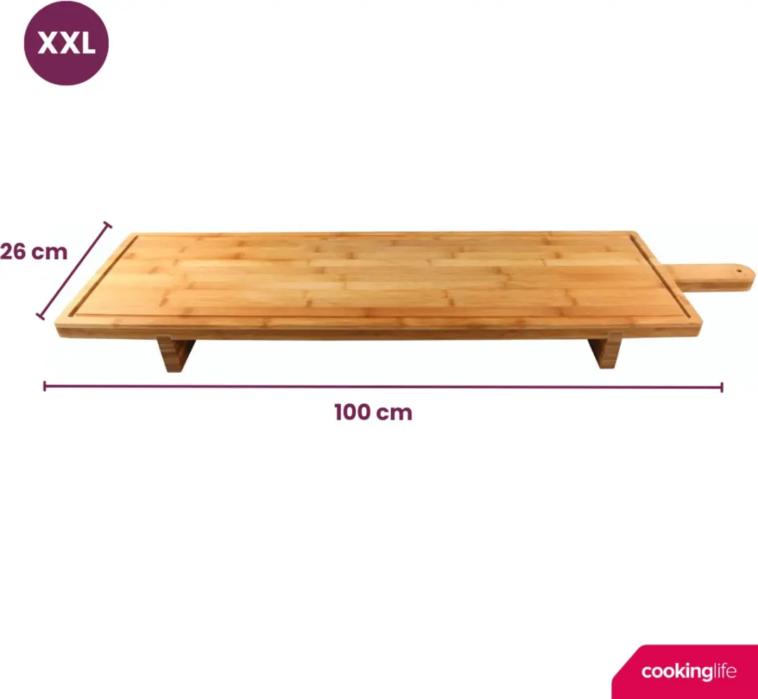 Cookinglife Serveerplank XXL Bamboe 100x26cm