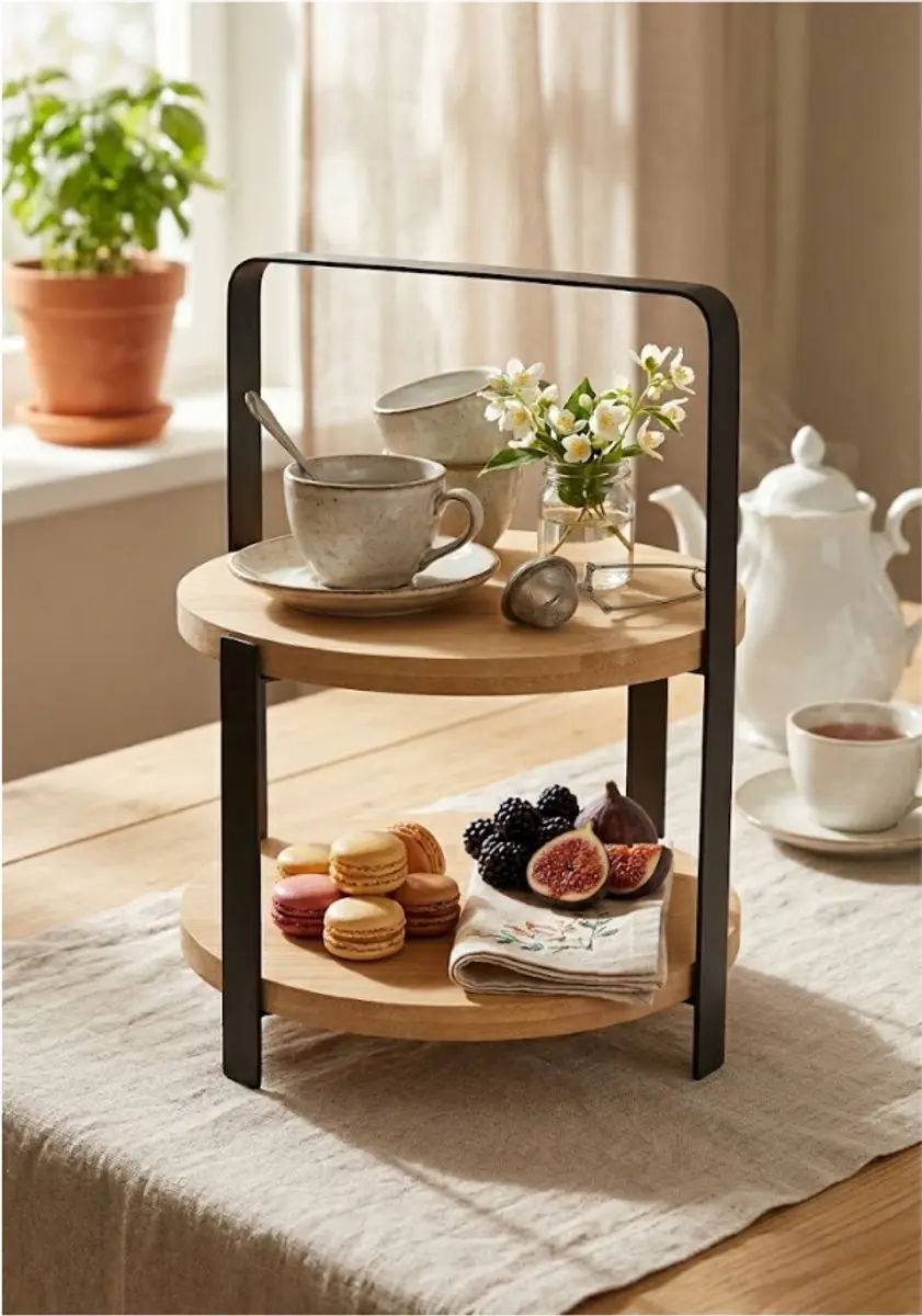 Gusta Etagere 'Boe' Bamboe 2-laags 39cm - Bruin