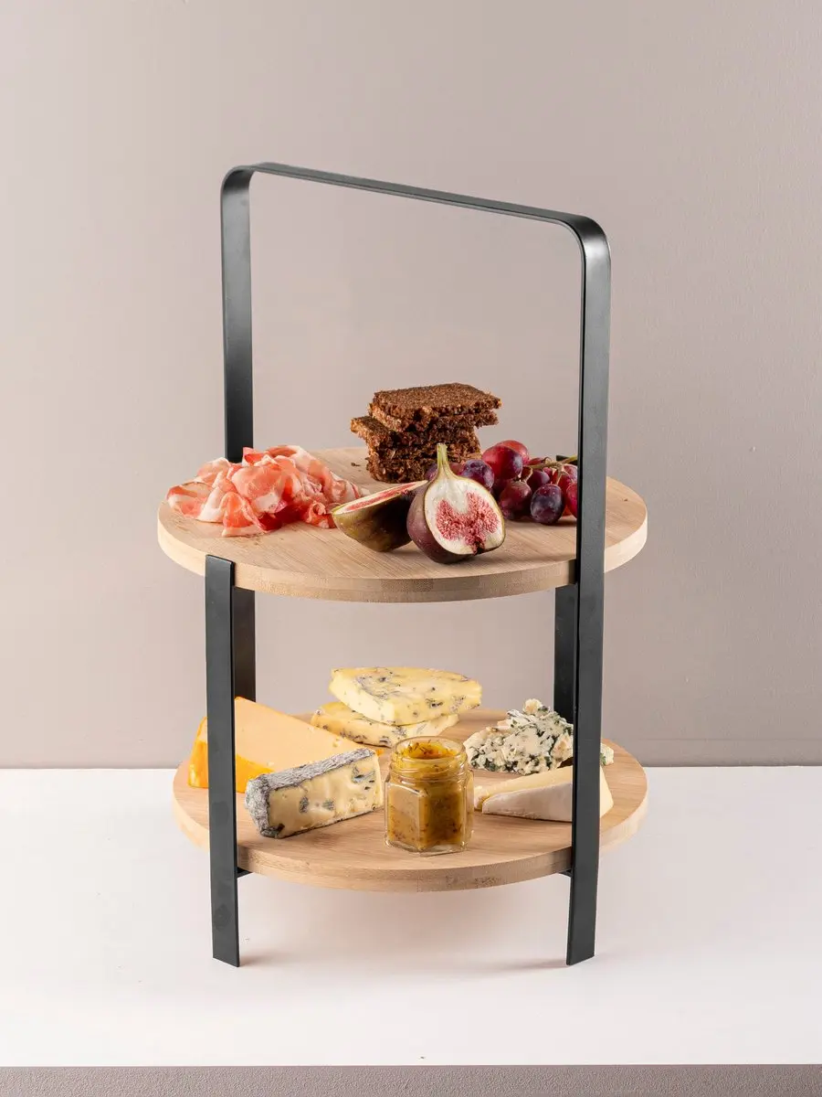 Gusta Etagere 'Boe' Bamboe 2-laags 39cm - Bruin