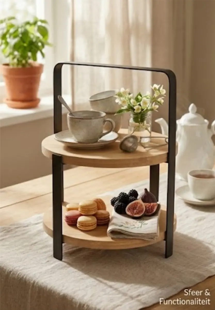 Gusta Etagere 'Boe' Bamboe 2-laags 39cm - Bruin
