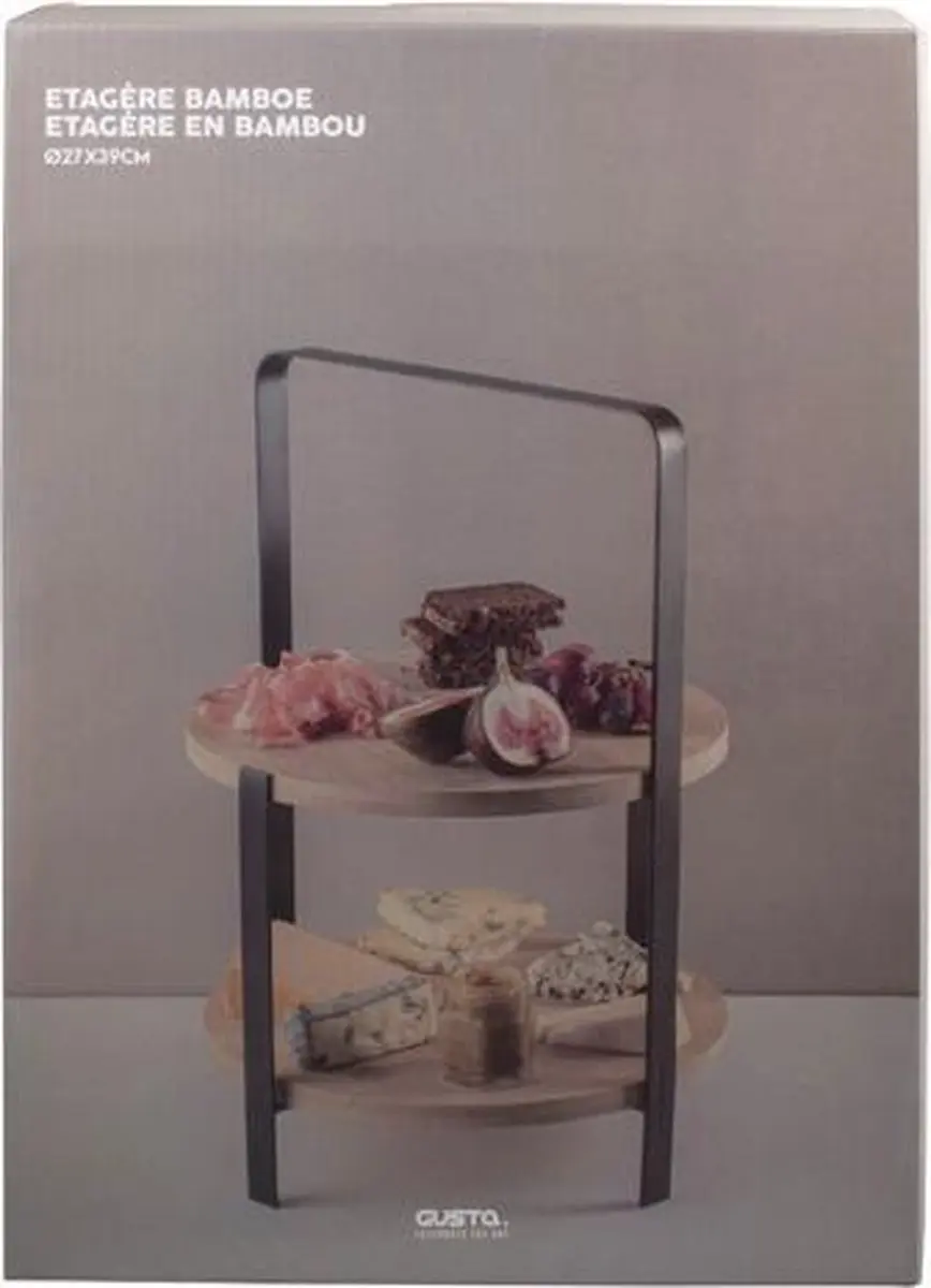 Gusta Etagere 'Boe' Bamboe 2-laags 39cm - Bruin - afbeelding 6 van 6