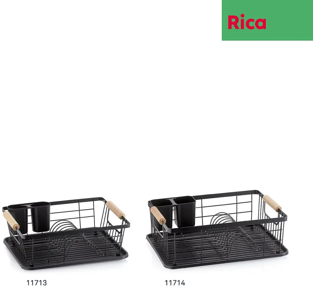 Kela Afdruiprek Metaal Rubberhout Zwart 28x35x13cm