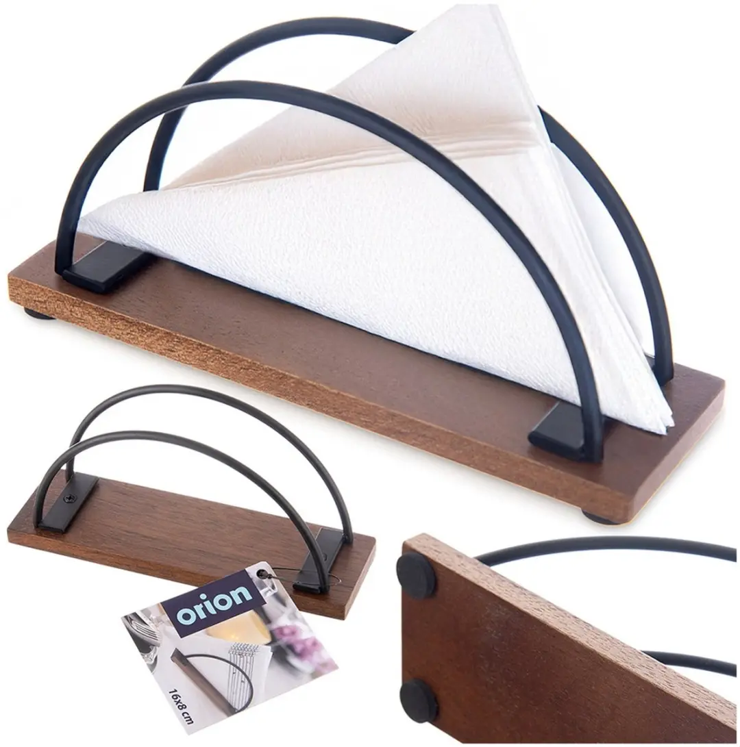 Orion Radka Serie Houten Metalen Serwetdrager 16x5x8cm - Zwart