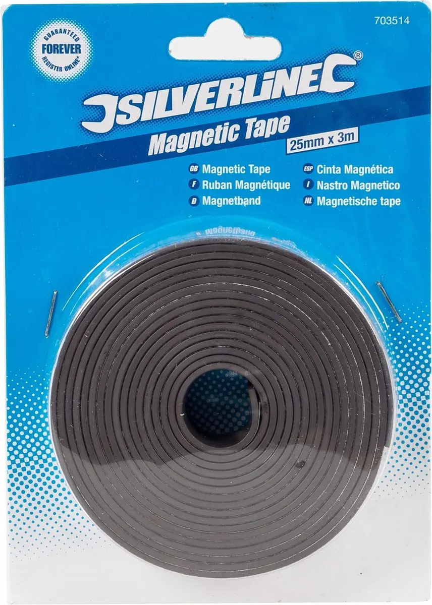 Silverline Flexibele Magnetische Tape 25mm x 3m - Zelfklevend