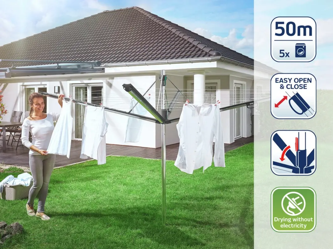 Leifheit Linomatic Plus 500 Droogmolen - 50m - Antraciet