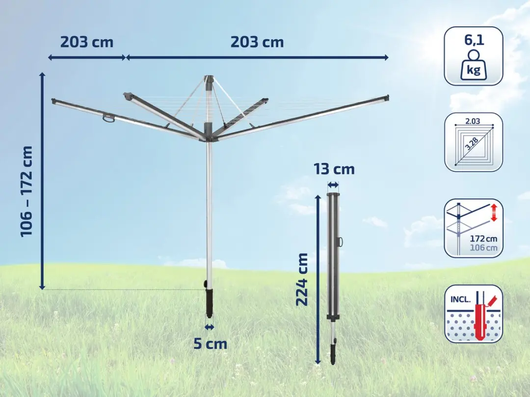 Leifheit Linomatic Plus 500 Droogmolen - 50m - Antraciet