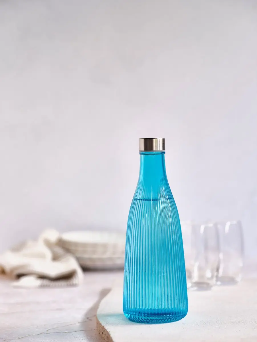 Cosy&Trendy Atla Karaf 1L - Azure Blue - Glas met RVS dop