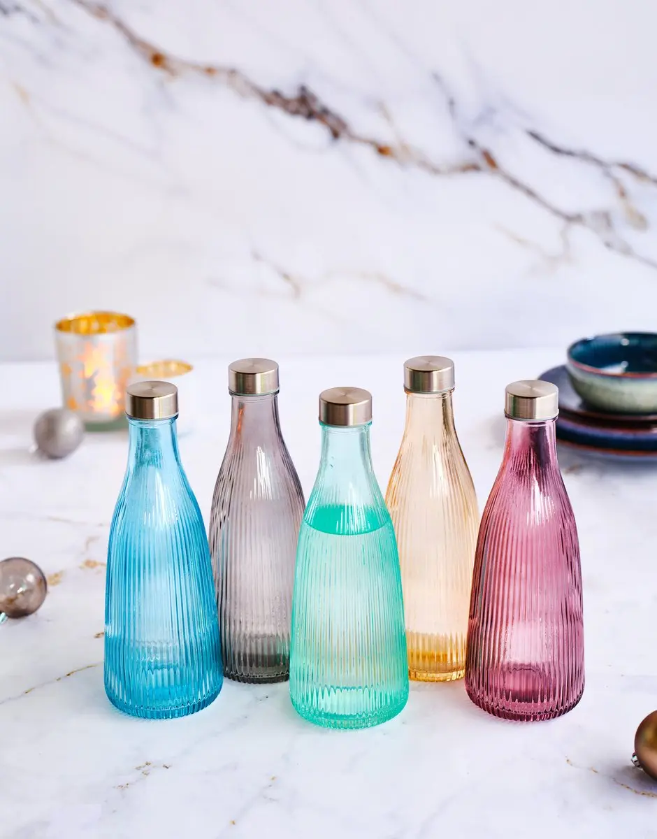 Cosy&Trendy Atla Karaf 1L - Azure Blue - Glas met RVS dop