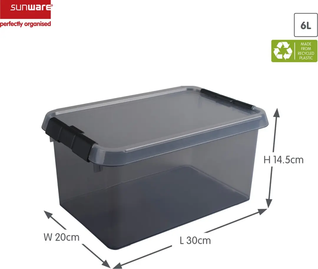 Sunware Comfort Line Opbergbox 6L - 30x20x14.5cm - Grijs/Transparant