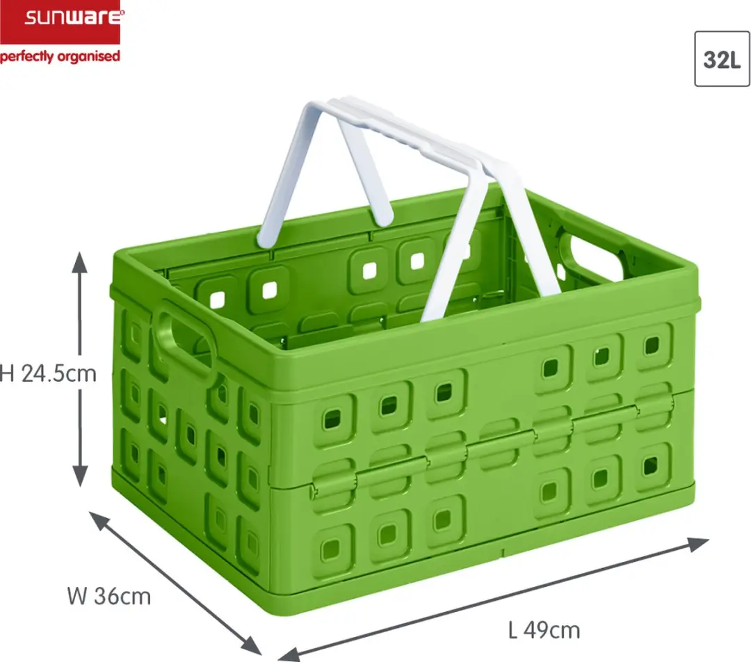 Sunware Square Vouwkrat 32L - 49x36x24,5cm Groen