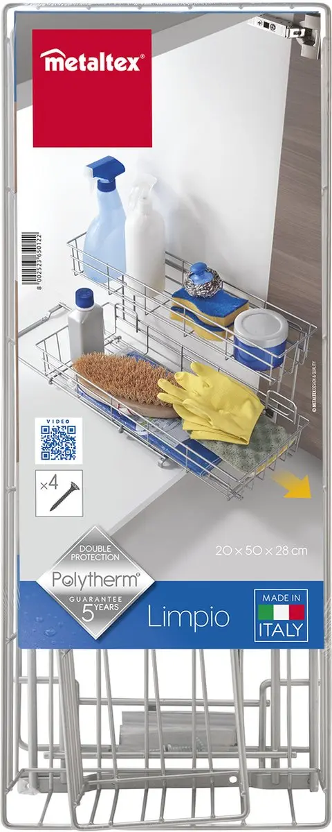 Metaltex Gootsteenrek Limpio 365012 - 2 Etages - 20x50x28cm - Zilvergrijs - afbeelding 6 van 6