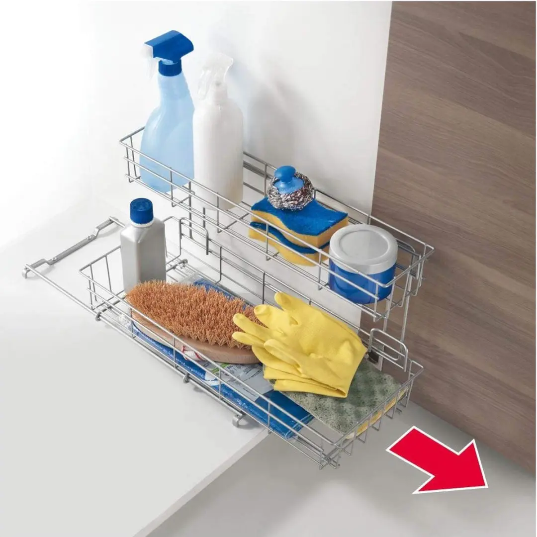 Metaltex Gootsteenrek Limpio 365012 - 2 Etages - 20x50x28cm - Zilvergrijs - afbeelding 2 van 6